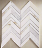 Chevron Shadow Calacatta Polished Marble Mosaic Tile