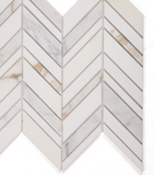 Chevron Shadow Calacatta Polished Marble Mosaic Tile