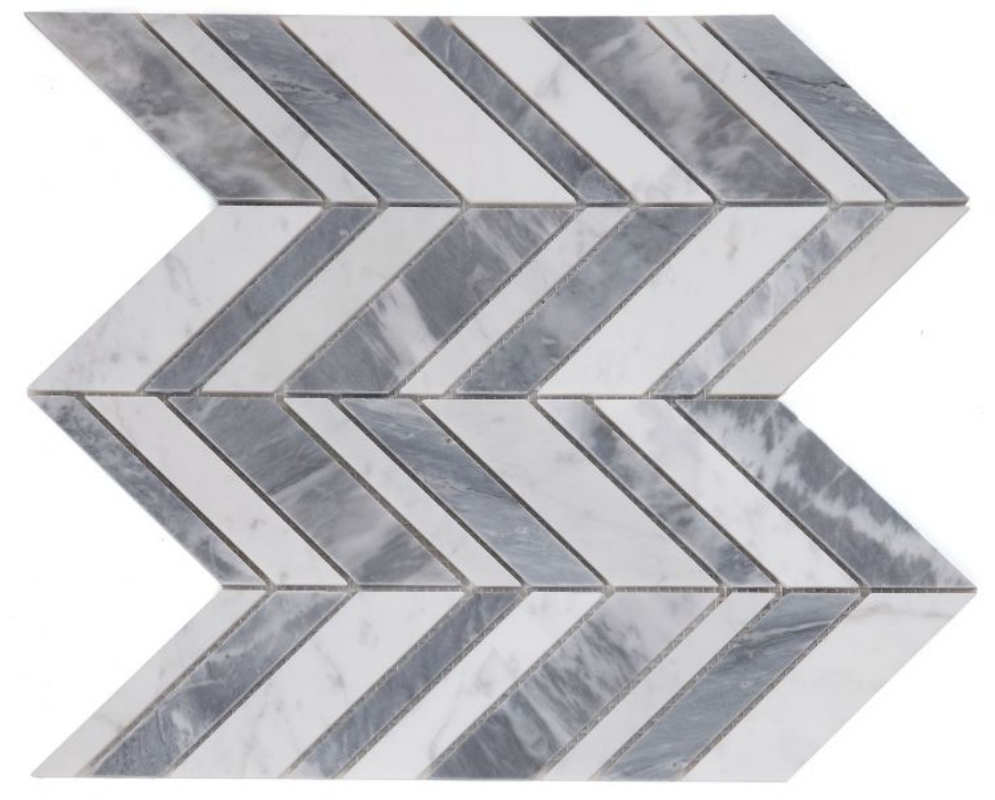 Chevron Shadow Lava Polished Marble Mosaic Tile-Marble Mosaic-American Tile Depot