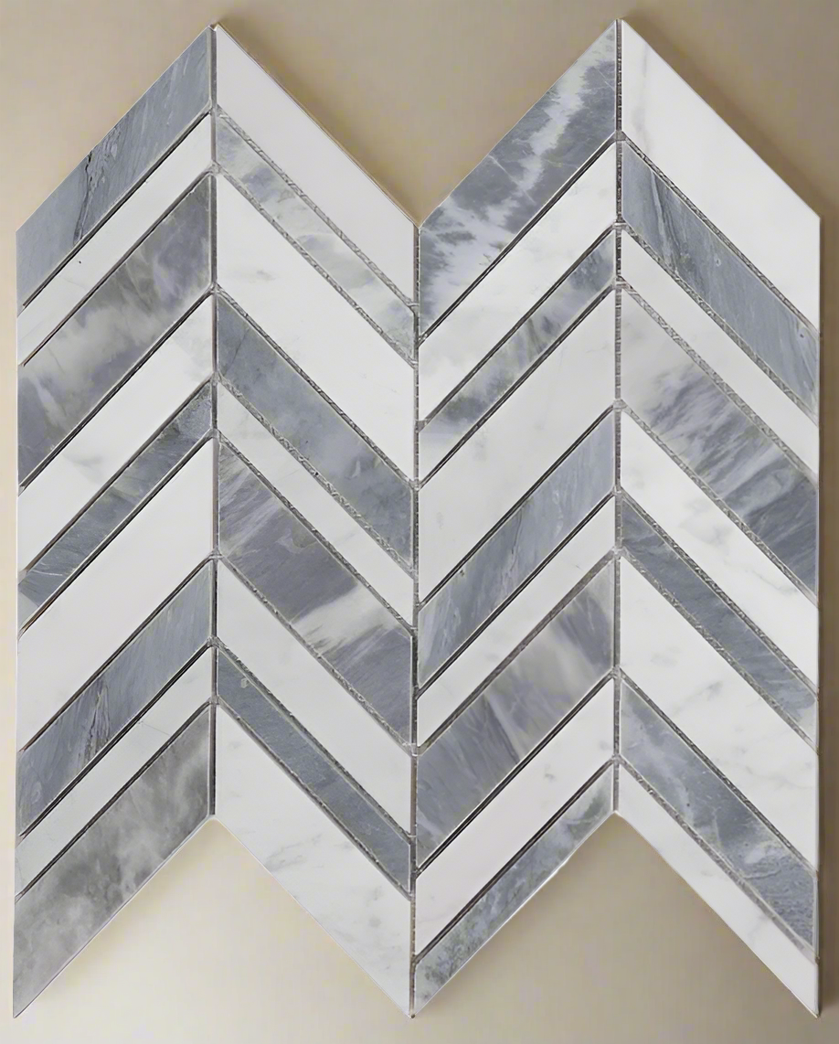 Chevron Shadow Lava Polished Marble Mosaic Tile-Marble Mosaic-American Tile Depot