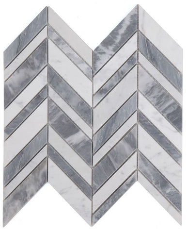 Chevron Shadow Lava Polished Marble Mosaic Tile