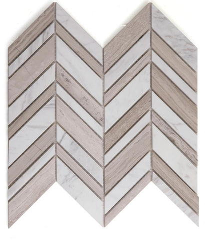 Chevron Shadow Loft Polished Marble Mosaic Tile