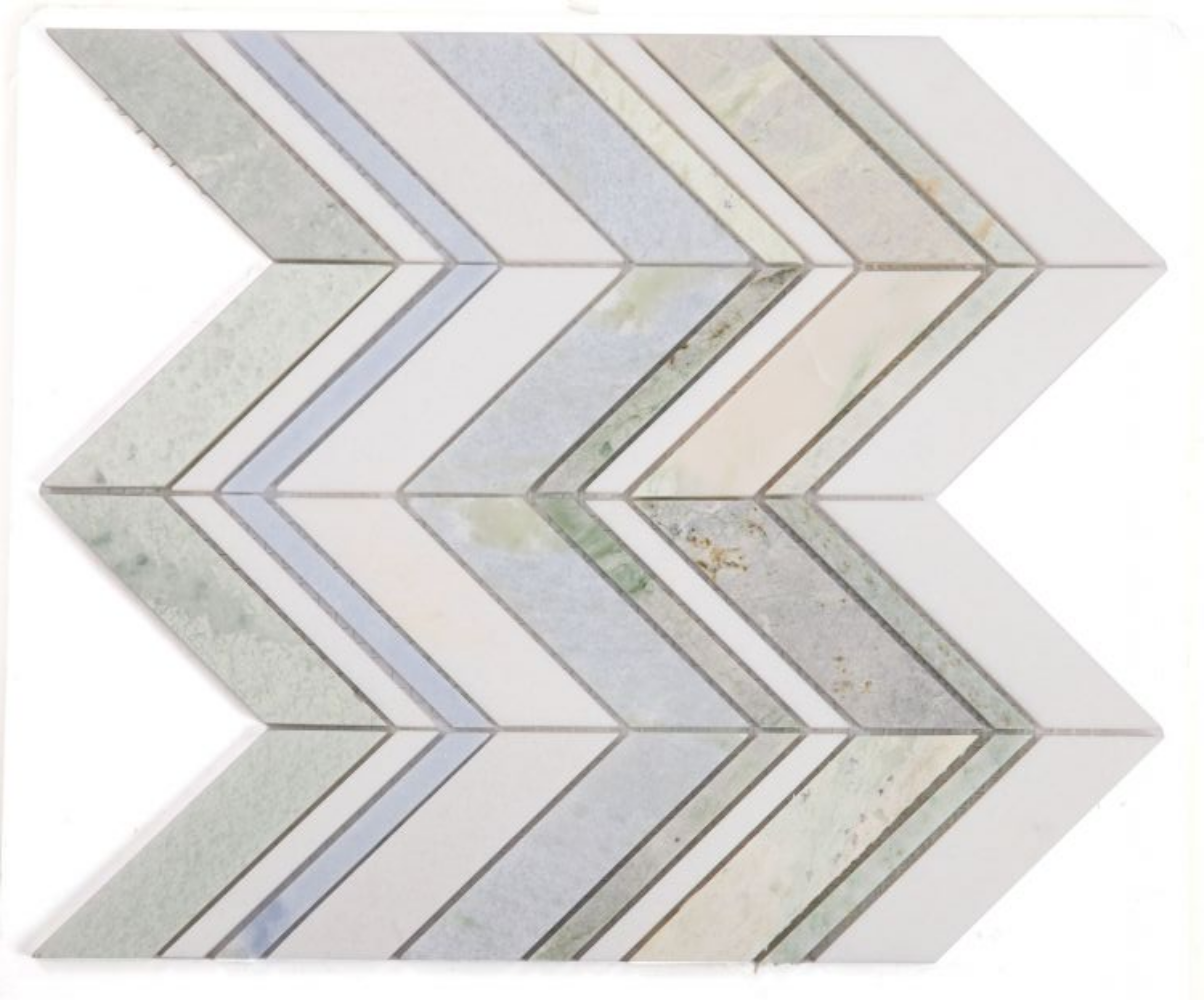 Chevron Spring Polished Marble Mosaic Tile-Marble Mosaic-American Tile Depot