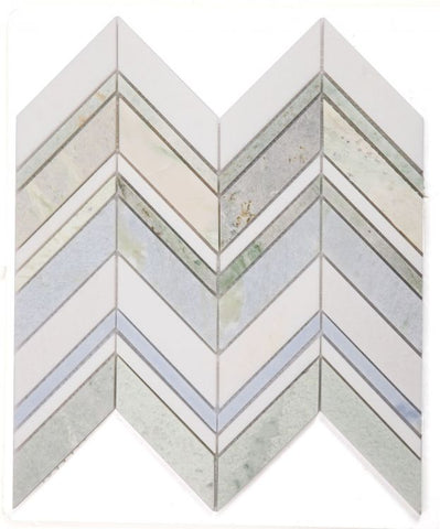 Chevron Spring Polished Marble Mosaic Tile