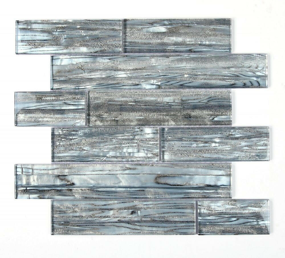 Clam Casale Silver Multi Size Glossy Subway Glass Mosaic Wall Tile-Glass Mosaic-American Tile Depot