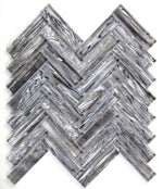 Clam Chevron Silver Glossy Herringbone Glass Mosaic Wall Tile-Marble Mosaic-American Tile Depot