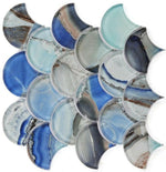 Clam Pisces Blue Glossy Scale Glass Mosaic Wall Tile-Glass Mosaic-American Tile Depot