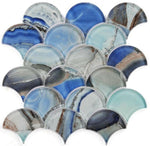 Clam Pisces Blue Glossy Scale Glass Mosaic Wall Tile-Glass Mosaic-American Tile Depot