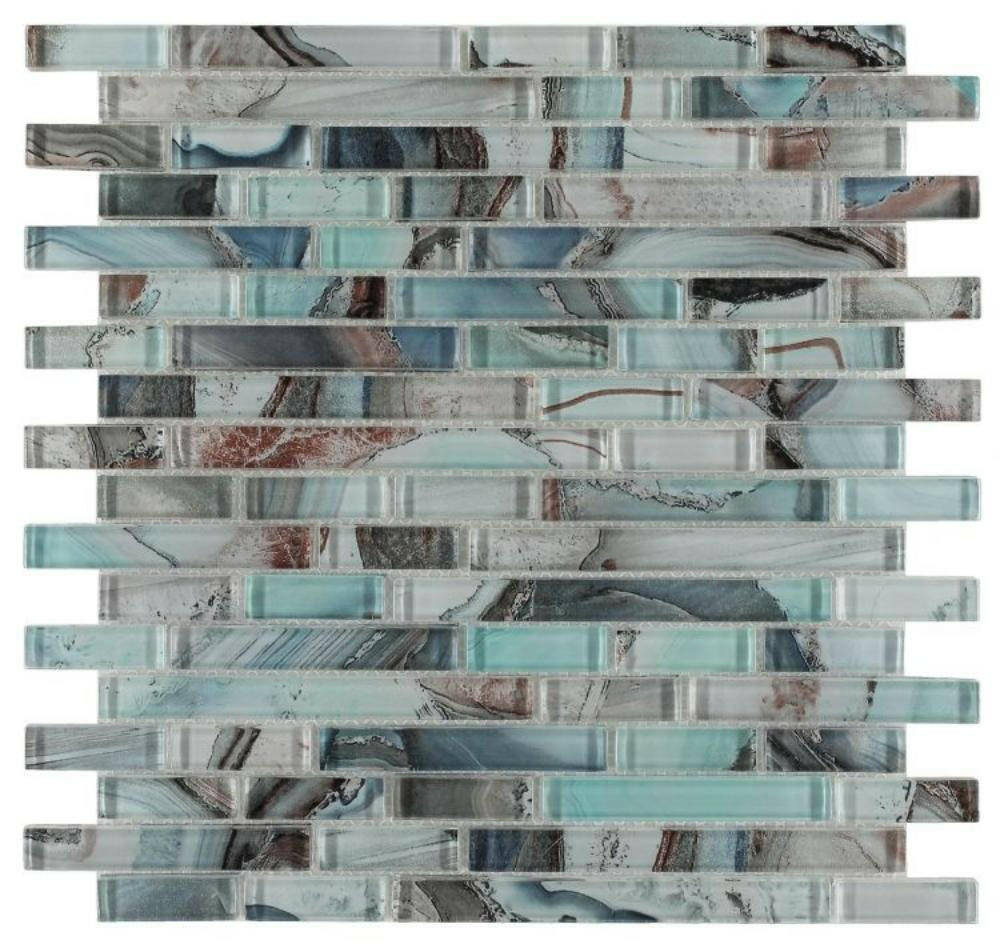 Clam Urban Green Glossy Linear Glass Mosaic Wall Tile-Glass Mosaic-American Tile Depot