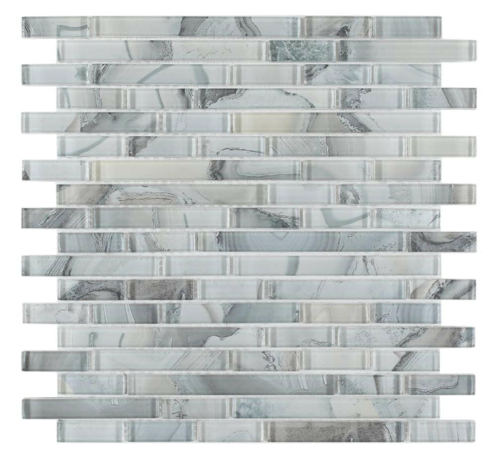 Clam Urban Grey Glossy Linear Glass Mosaic Wall Tile-Glass Mosaic-American Tile Depot