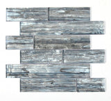 Clam Casale Silver Multi Size Glossy Subway Glass Mosaic Wall Tile