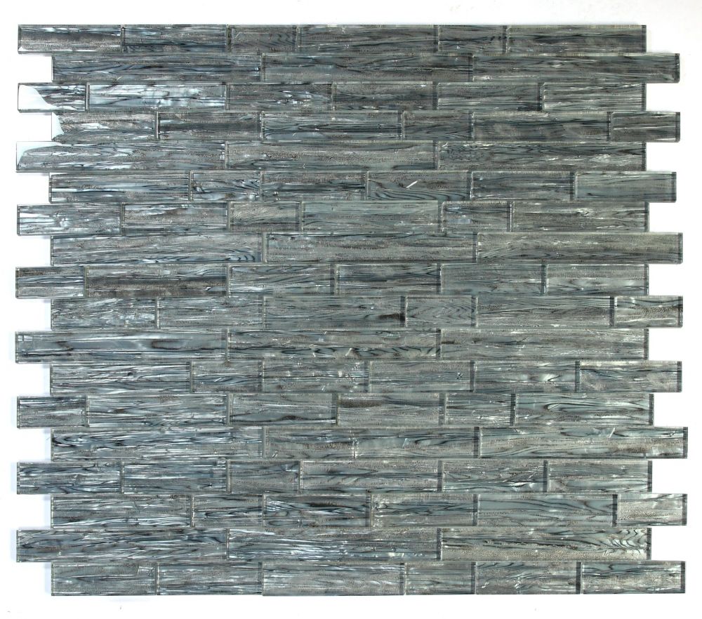 Sample of Clam Casale Silver Multi Size Glossy Subway Glass Mosaic Wall Tile-Sample-American Tile Depot