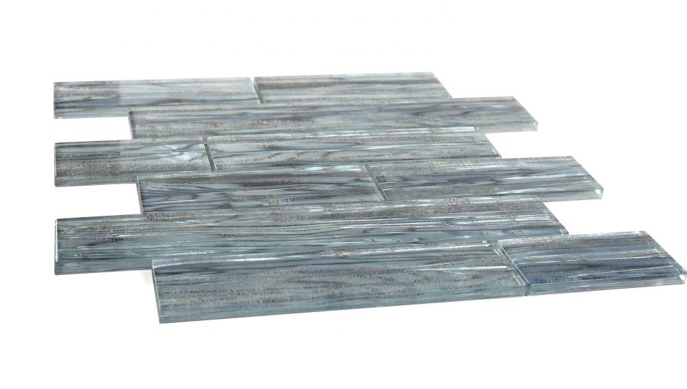 Sample of Clam Casale Silver Multi Size Glossy Subway Glass Mosaic Wall Tile-Sample-American Tile Depot