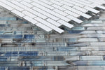 Clam Urban Blue Glossy Linear Glass Mosaic Wall Tile-Glass Mosaic-American Tile Depot