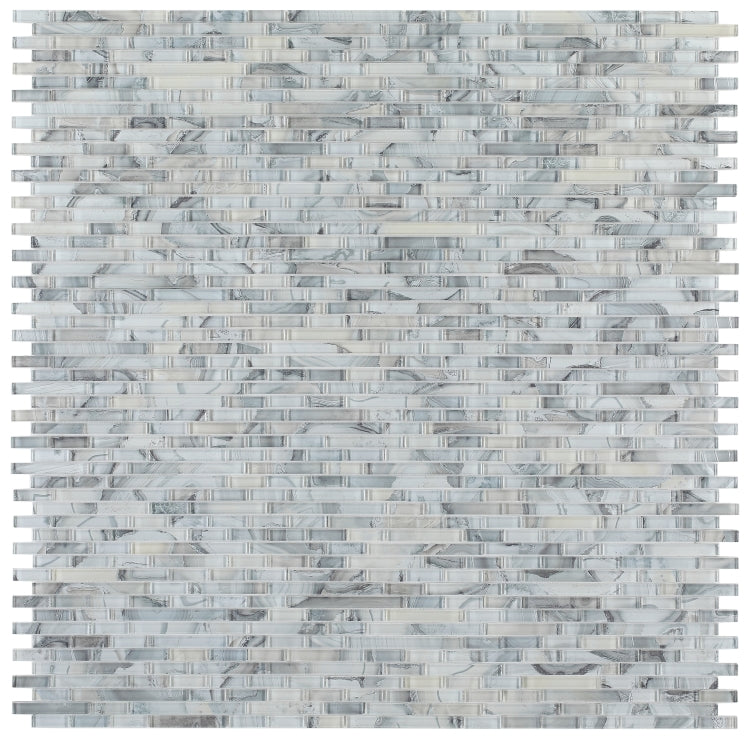 Clam Urban Grey Glossy Linear Glass Mosaic Wall Tile-Glass Mosaic-American Tile Depot