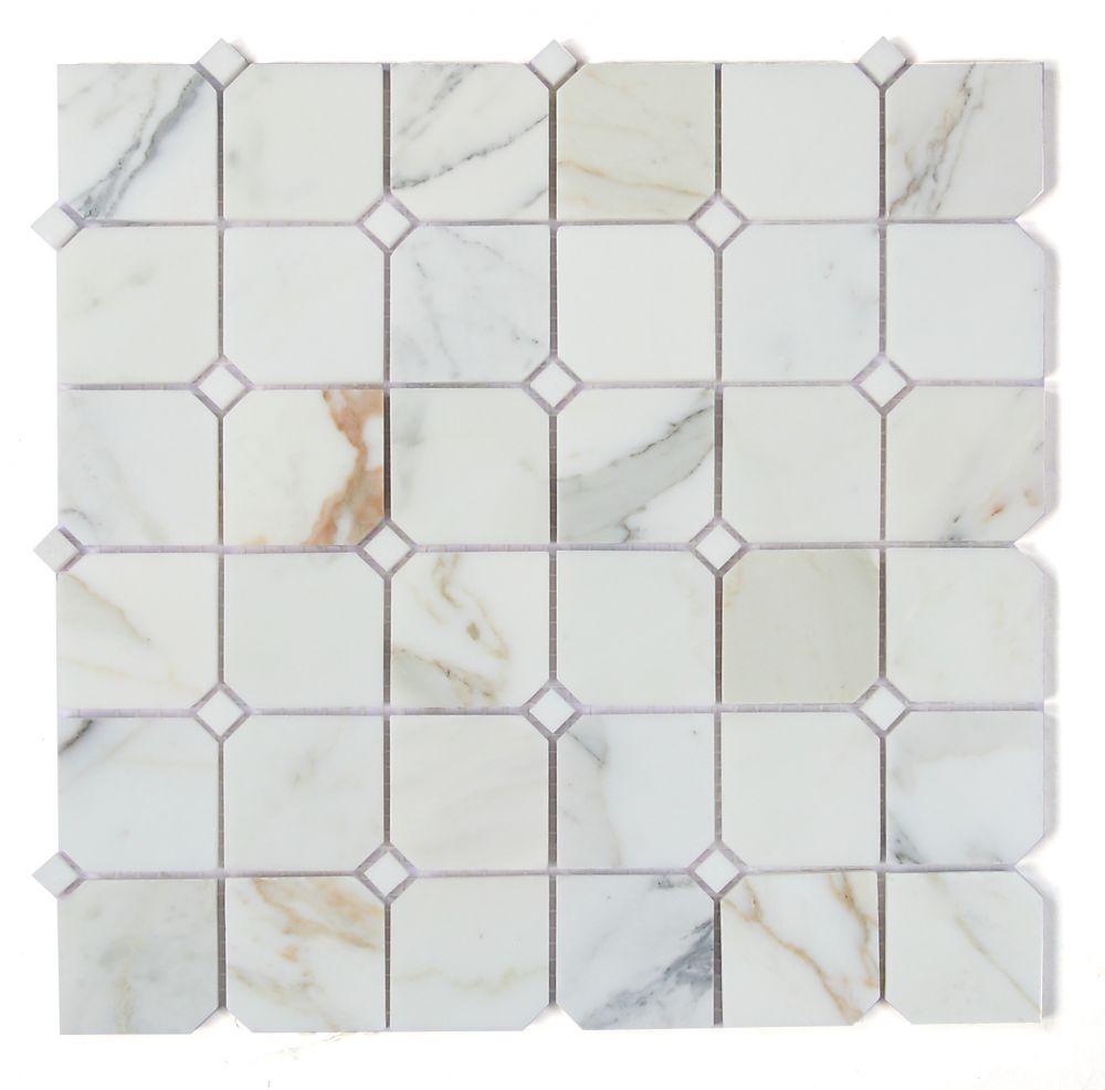 Sample of Precious Stone Clipped Calacatta Gold Honed Square Marble Mosaic Tile-Sample-American Tile Depot