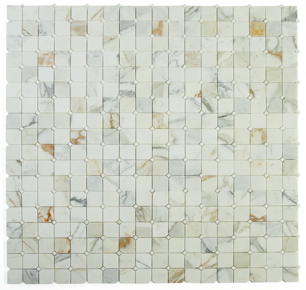 Sample of Precious Stone Clipped Calacatta Gold Honed Square Marble Mosaic Tile-Sample-American Tile Depot