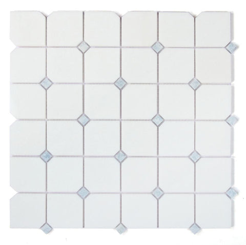 Sample of Precious Stone Clipped Crystal Ocean Polished Square Marble Mosaic Tile-Sample-American Tile Depot