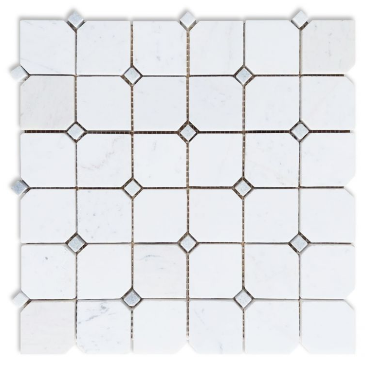 Precious Stone Clipped Milky White Honed Square Marble Mosaic Tile-Marble Mosaic-American Tile Depot