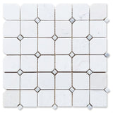 Precious Stone Clipped Milky White Honed Square Marble Mosaic Tile