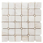 Sample of Precious Stone Clipped Wooden White Honed Square Marble Mosaic Tile-Sample-American Tile Depot