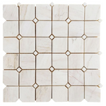 Precious Stone Clipped Wooden White Honed Square Marble Mosaic Tile-Marble Mosaic-American Tile Depot