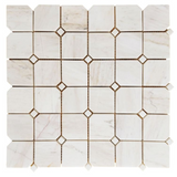 Precious Stone Clipped Wooden White Honed Square Marble Mosaic Tile-Marble Mosaic-American Tile Depot