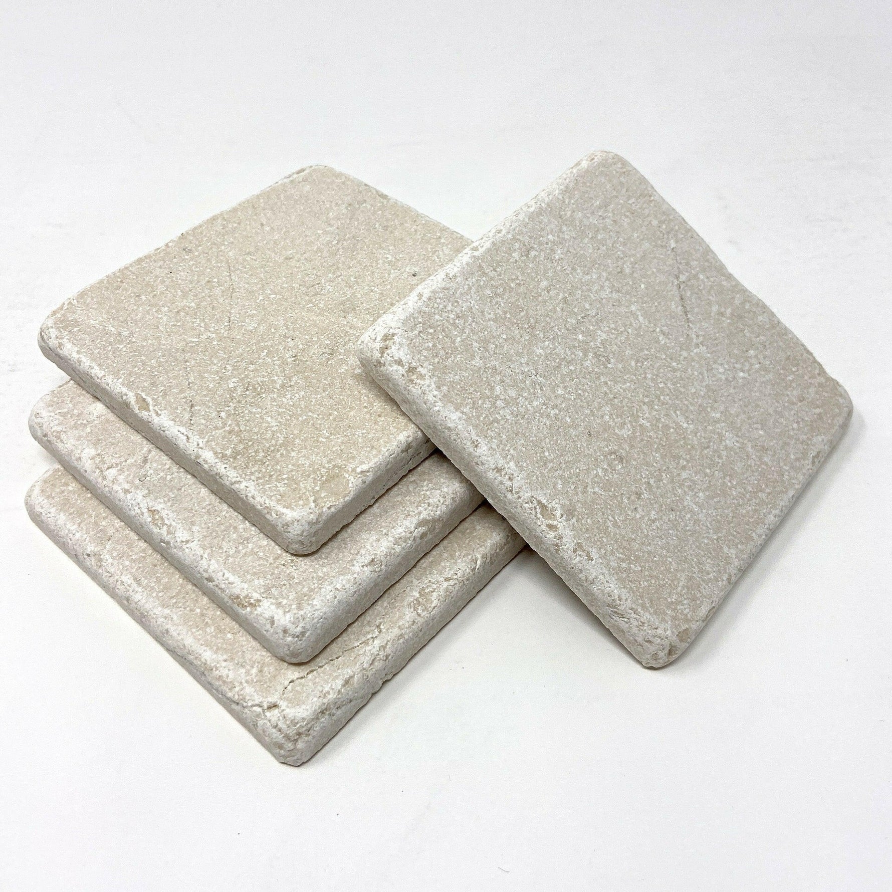 Crema Marfil Marble Handmade Coasters - Set of 6-Marble Coasters-American Tile Depot