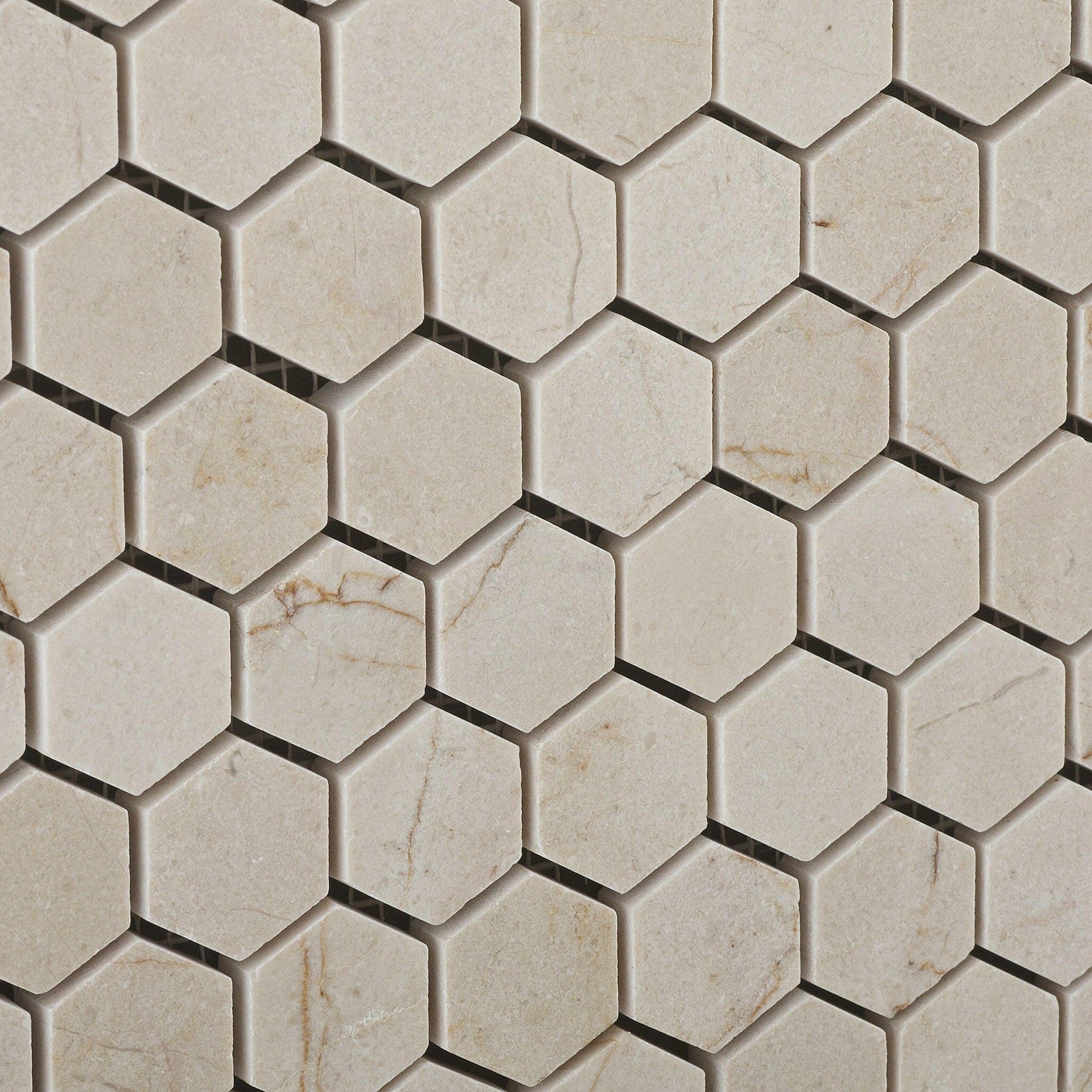 Crema Marfil Marble Honed 1" Mini Hexagon Mosaic Tile-Marble Mosaic-American Tile Depot