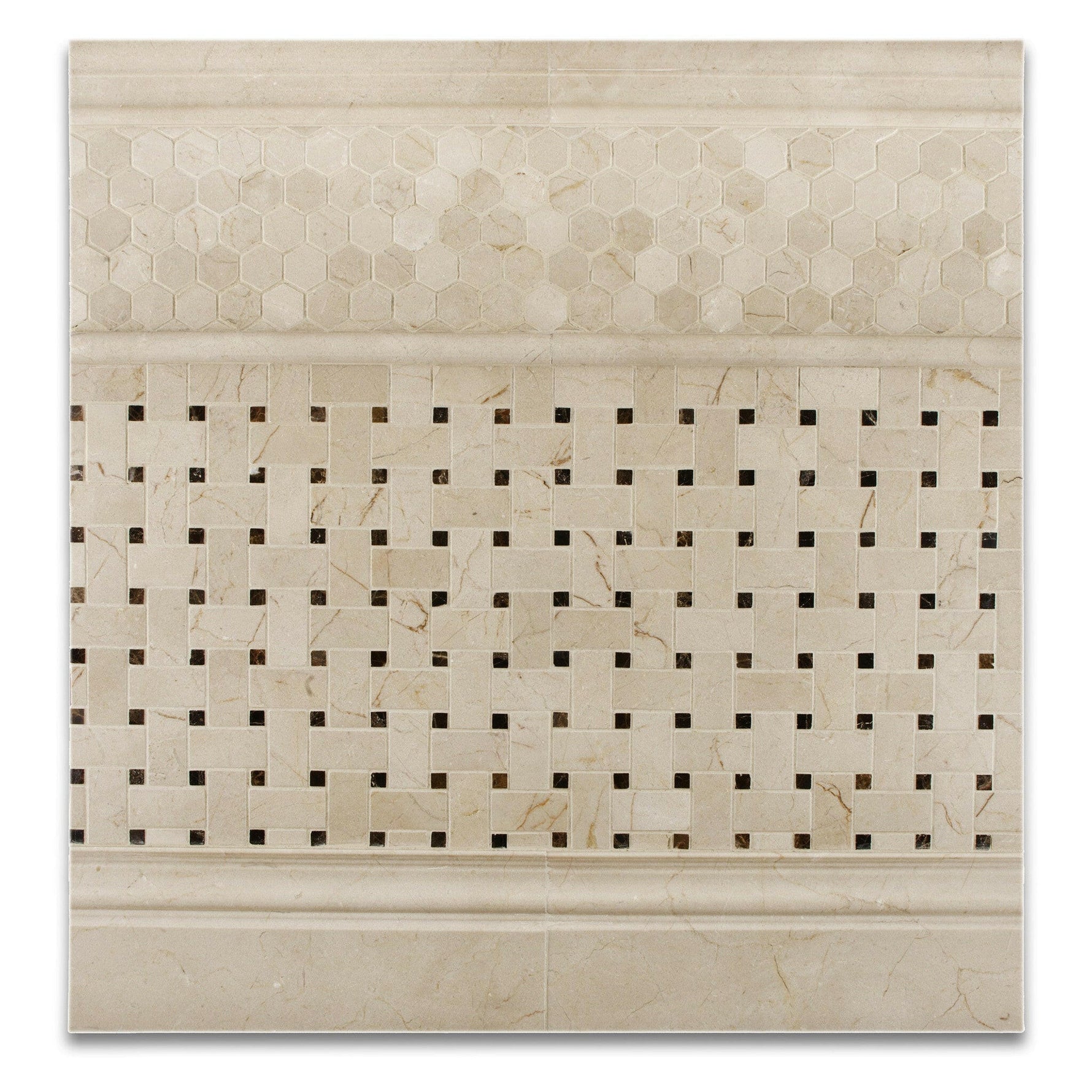 Crema Marfil Marble Honed 1" Mini Hexagon Mosaic Tile-Marble Mosaic-American Tile Depot