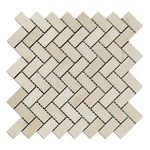 Crema Marfil Marble Honed 1 x 2 Herringbone Mosaic Tile-Marble Mosaic-American Tile Depot