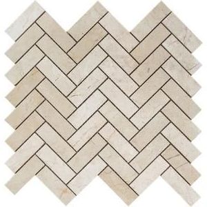 Crema Marfil Marble Honed 1 x 3 Herringbone Mosaic Tile-Marble Mosaic-American Tile Depot