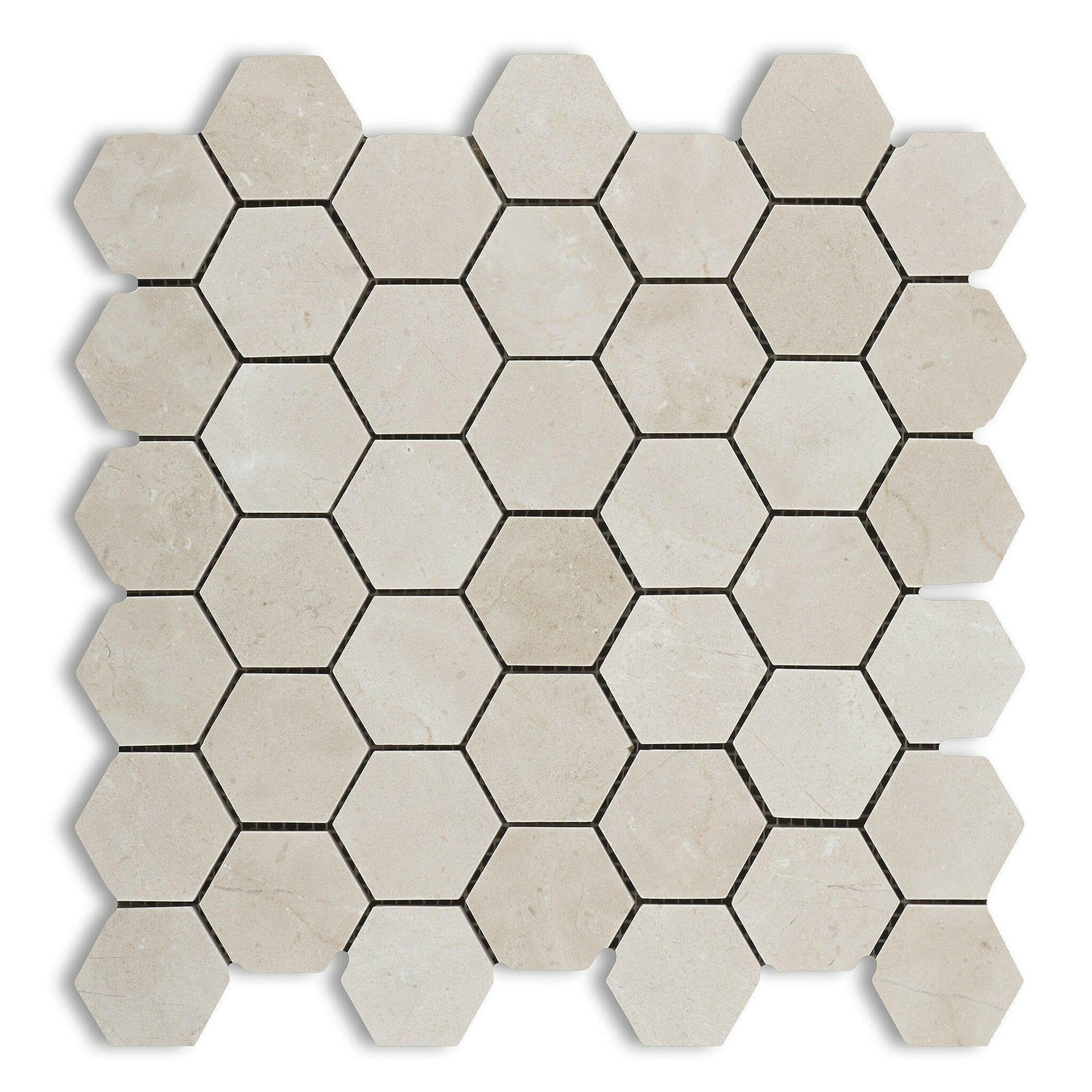 Crema Marfil Marble Honed 2" Hexagon Mosaic Tile-Marble Mosaic-American Tile Depot