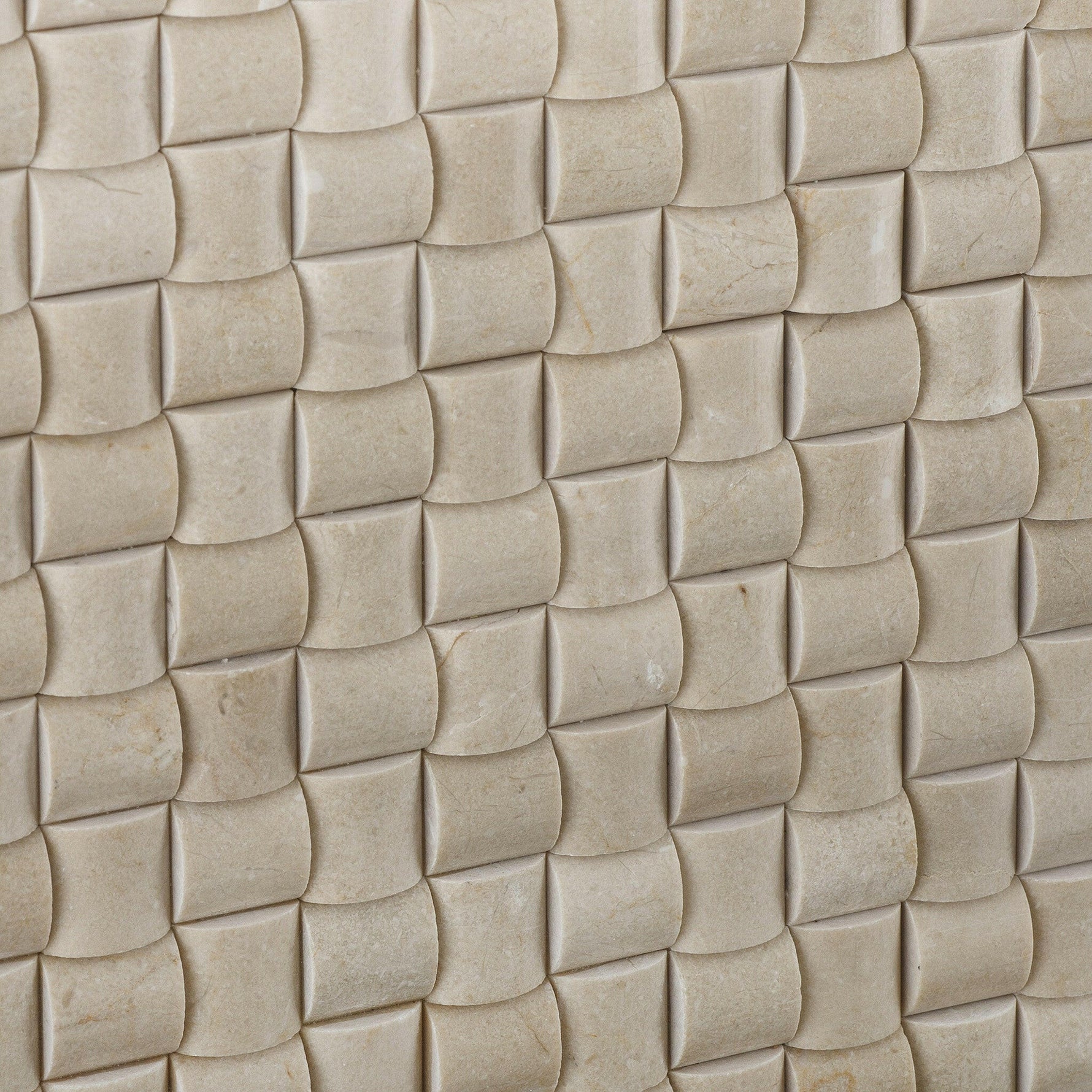 Crema Marfil Marble Honed 3D Small Bread Mosaic Tile-Marble Mosaic-American Tile Depot