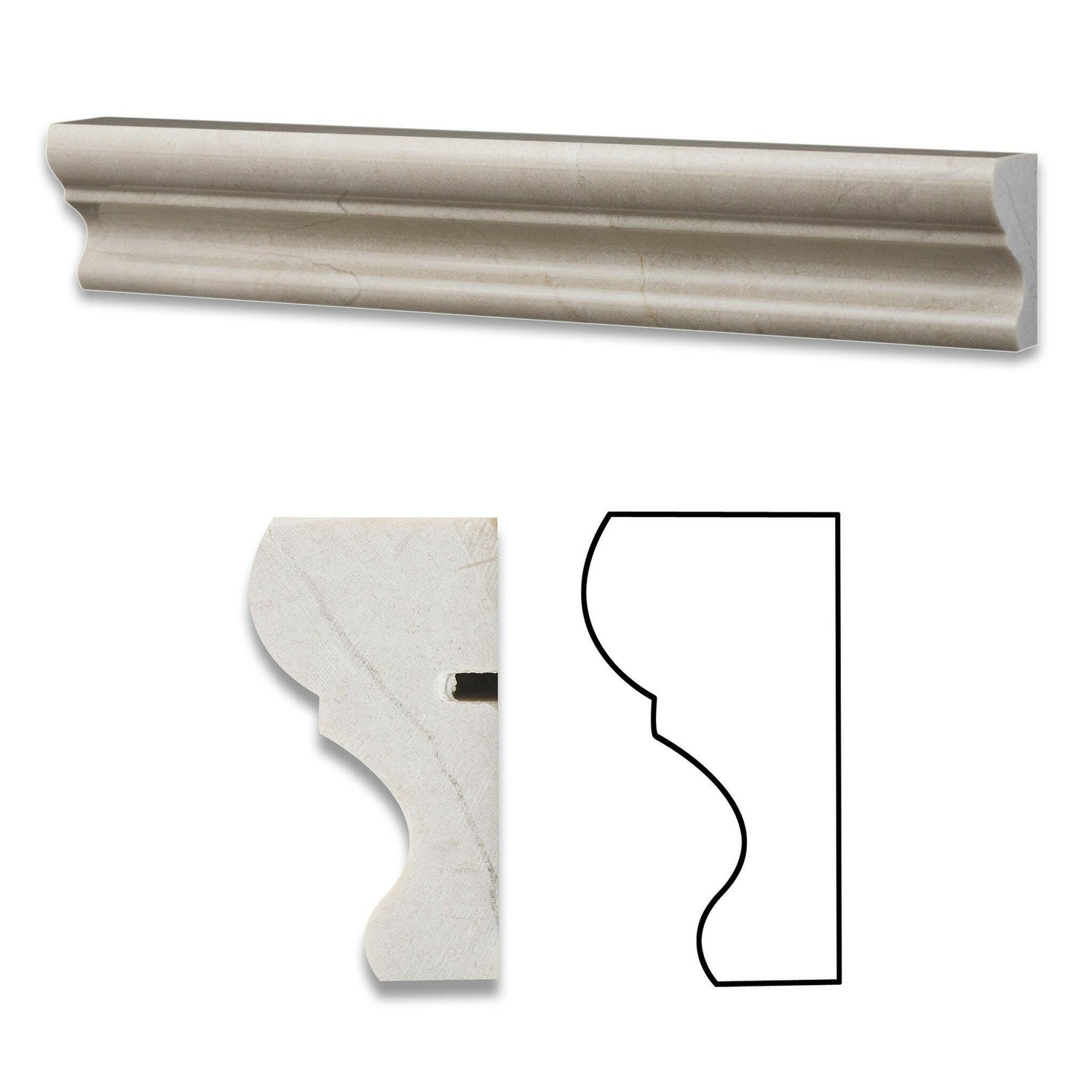 Crema Marfil Marble Honed Crown - Mercer Molding Trim-Marble Molding/Trim-American Tile Depot