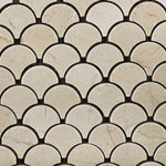 Crema Marfil Marble Honed Fan Mosaic Tile-Marble Mosaic-American Tile Depot