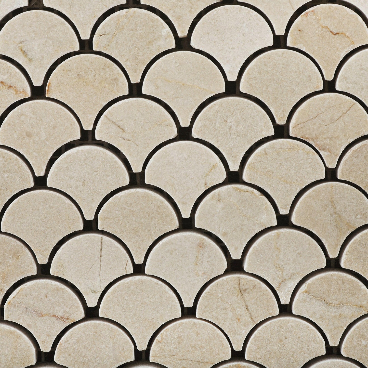 Crema Marfil Marble Honed Fan Mosaic Tile-Marble Mosaic-American Tile Depot