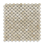 Crema Marfil Marble Honed Fan Mosaic Tile-Marble Mosaic-American Tile Depot