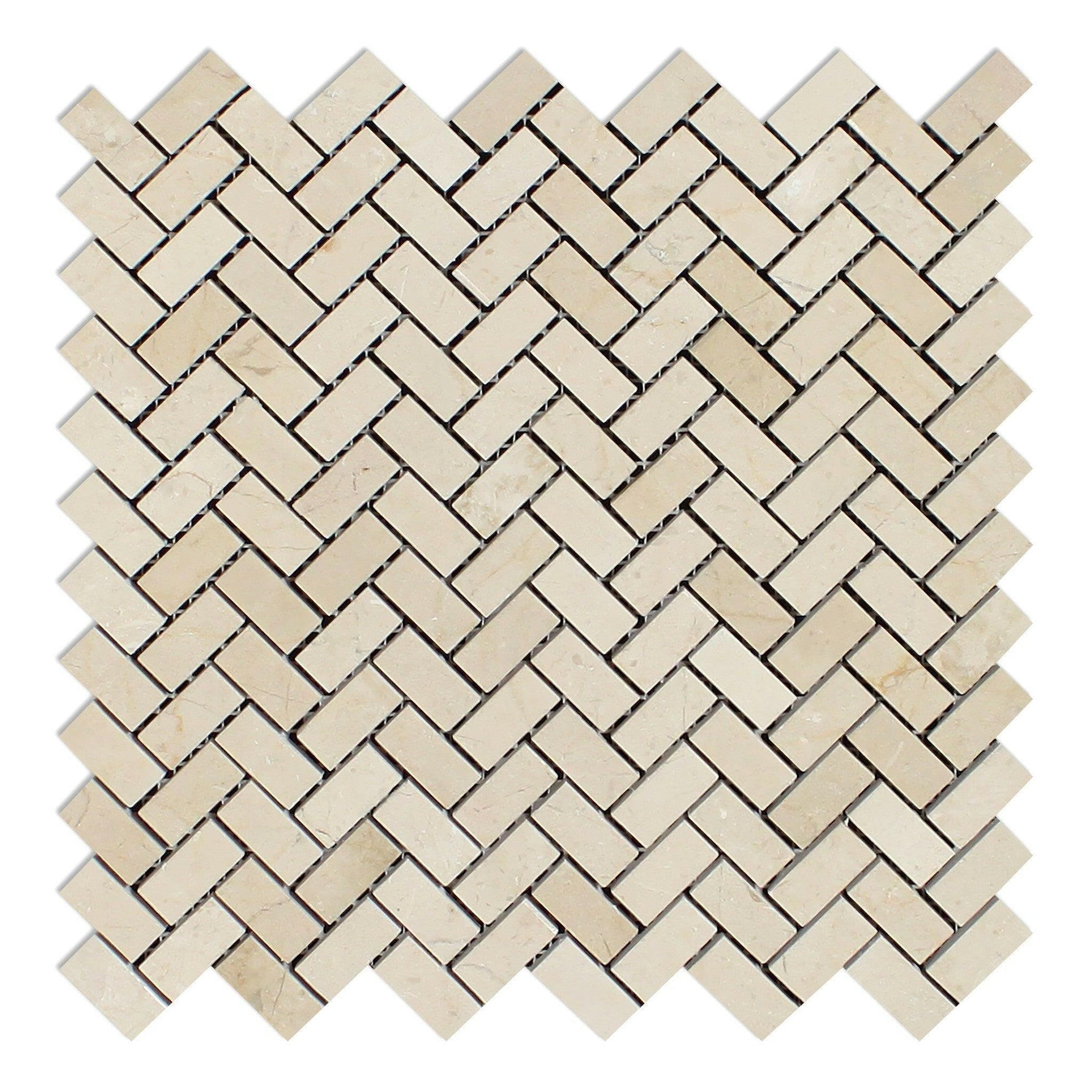 Crema Marfil Marble Honed Mini Herringbone Mosaic Tile-Marble Mosaic-American Tile Depot