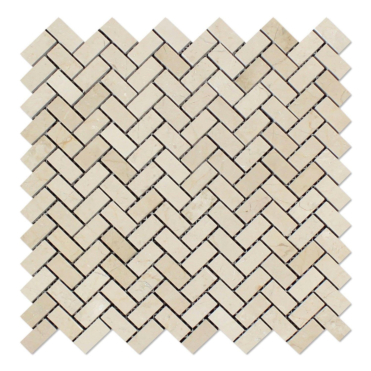 Crema Marfil Marble Honed Mini Herringbone Mosaic Tile-Marble Mosaic-American Tile Depot