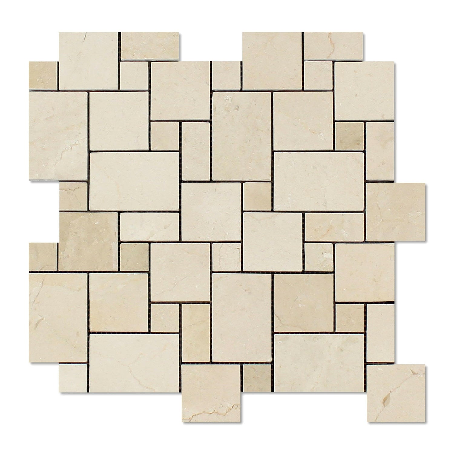 Crema Marfil Marble Honed Mini Versailles Mosaic Tile