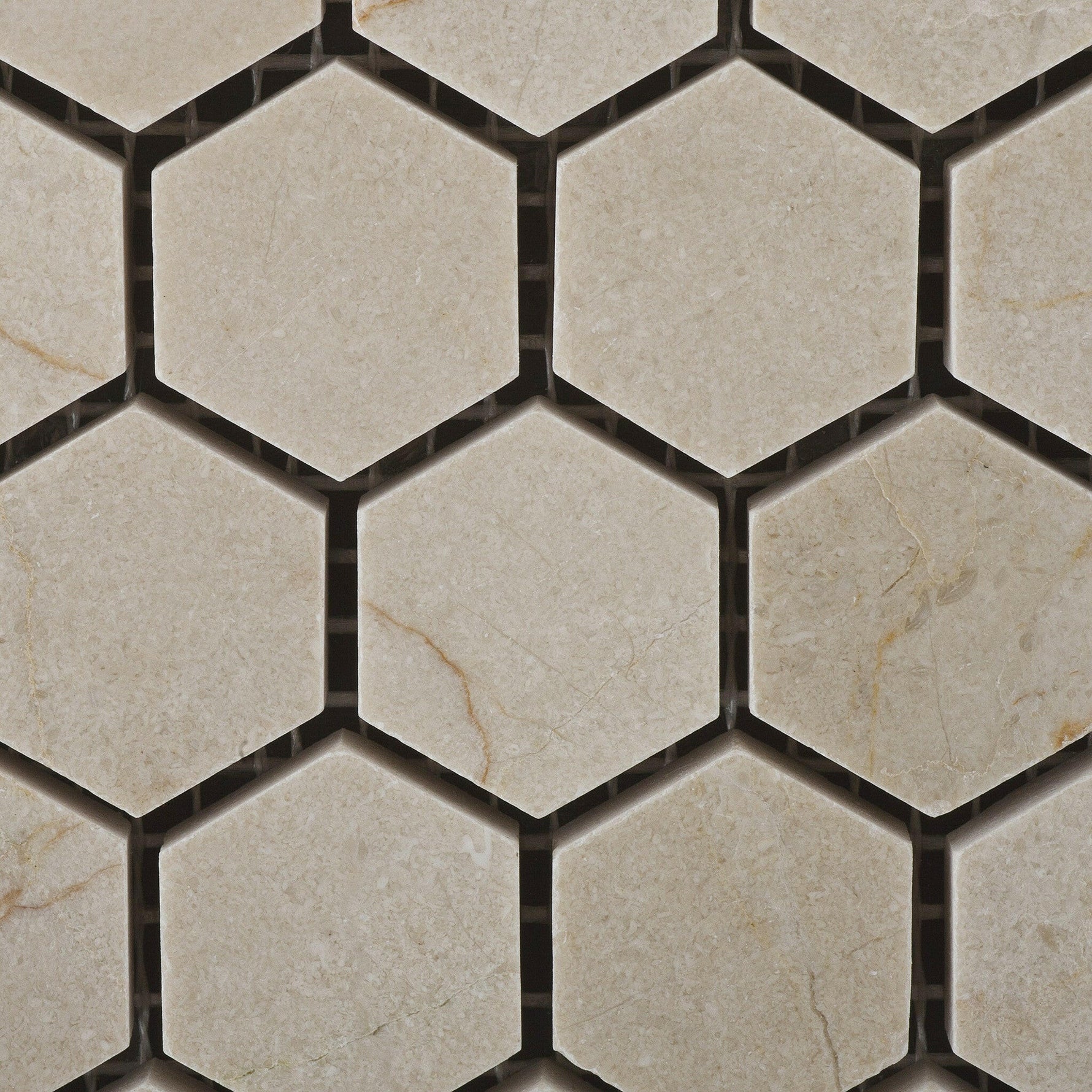 Crema Marfil Marble Polished 1" Mini Hexagon Mosaic Tile-Marble Mosaic-American Tile Depot