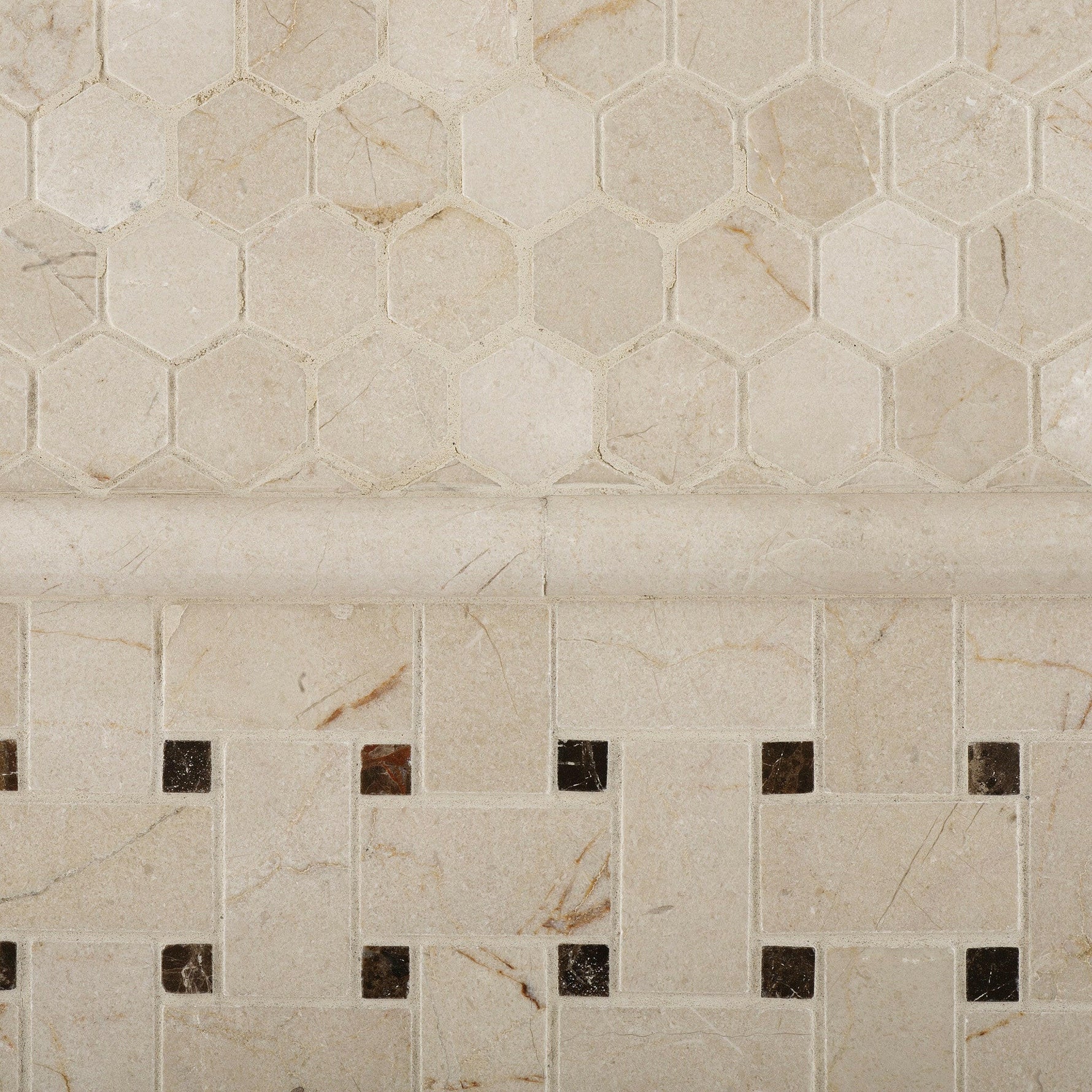 Crema Marfil Marble Polished 1" Mini Hexagon Mosaic Tile-Marble Mosaic-American Tile Depot