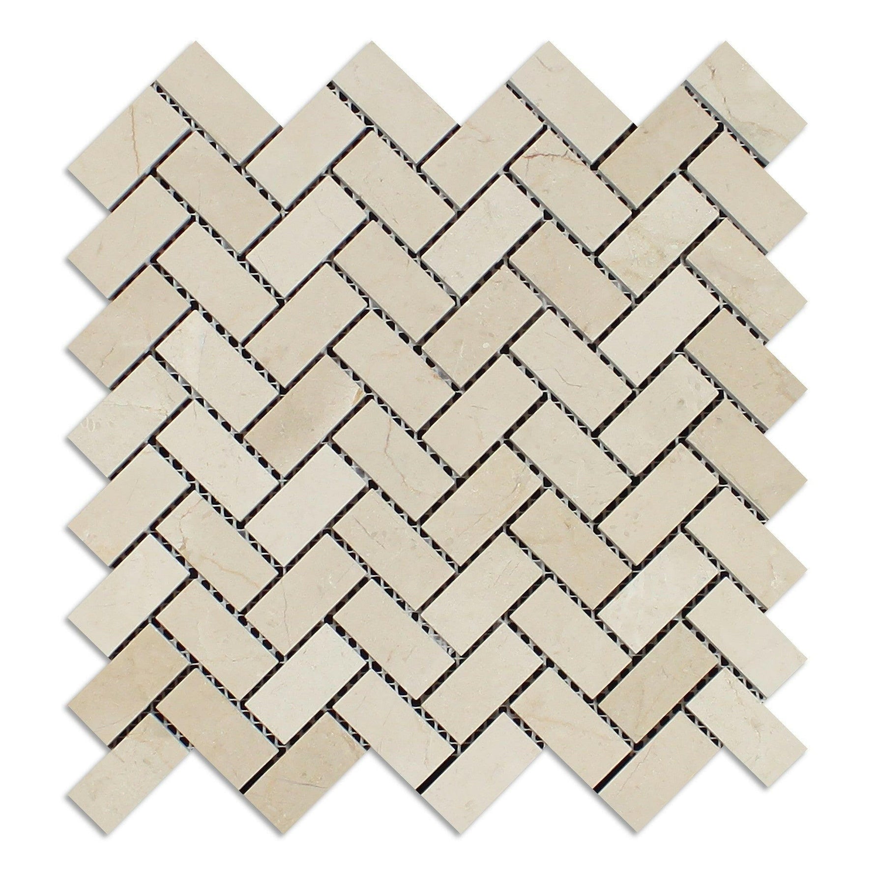 Crema Marfil Marble Polished 1 x 2 Herringbone Mosaic Tile-Marble Mosaic-American Tile Depot