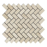 Crema Marfil Marble Polished 1 x 2 Herringbone Mosaic Tile-Marble Mosaic-American Tile Depot