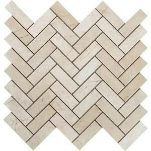 Crema Marfil Marble Polished 1 x 3 Herringbone Mosaic Tile-Marble Mosaic-American Tile Depot