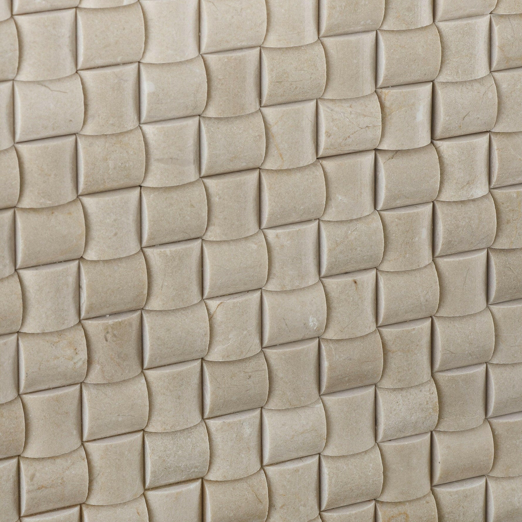 Crema Marfil Marble Polished 3D Small Bread Mosaic Tile-Marble Mosaic-American Tile Depot