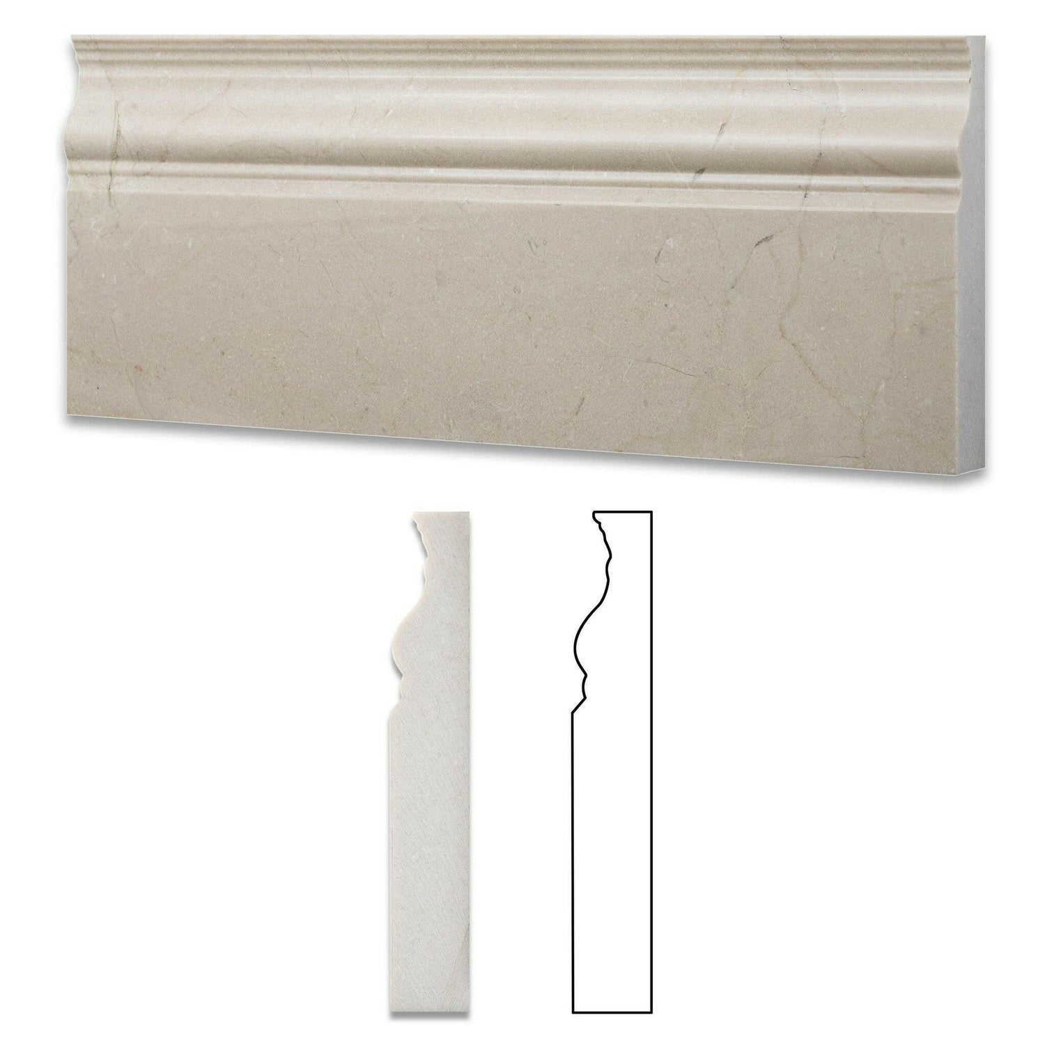 Crema Marfil Marble Polished Baseboard Trim Molding-Marble Molding/Trim-American Tile Depot