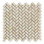 Crema Marfil Marble Polished Mini Herringbone Mosaic Tile-Marble Mosaic-American Tile Depot