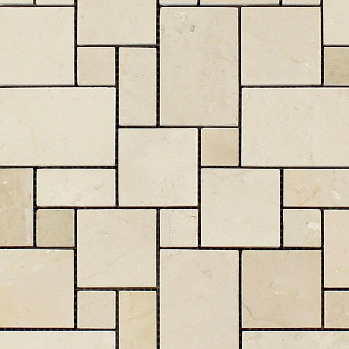 Crema Marfil Marble Polished Mini Versailles Mosaic Tile-Marble Mosaic-American Tile Depot